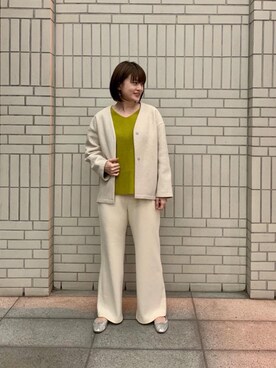 「お呼ばれ」｜「アイテム（その他アウター）」を使った、エールデルクールブラン天神地下街店スタッフさん（レディース・161cm）の冬コーディネート
