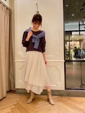 エールデルクールブラン天神地下街店スタッフさん(レディース・162cm)の冬コーディネート