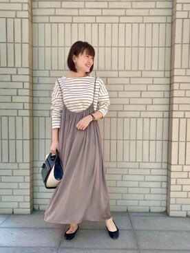 「お呼ばれ」｜「アイテム（Tシャツ/カットソー）」を使った、エールデルクールブラン天神地下街店スタッフさん（レディース・161cm）の冬コーディネート
