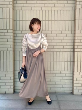 「お呼ばれ」｜「アイテム（Tシャツ/カットソー）」を使った、エールデルクールブラン天神地下街店スタッフさん（レディース・161cm）の冬コーディネート
