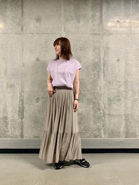 「お呼ばれ」｜「アイテム（Tシャツ/カットソー）」を使った、エールデルクールブラン天神地下街店スタッフさん（レディース・161cm）の春コーディネート
