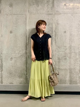 「コットンブラウス」｜エールデルクールブラン天神地下街店スタッフさん（レディース・161cm）の夏コーディネート