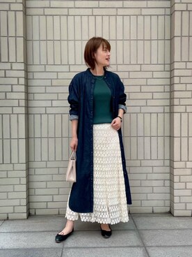 「でにむ」｜「アイテム（シャツワンピース）」を使った、エールデルクールブラン天神地下街店スタッフさん（レディース・161cm）の夏コーディネート