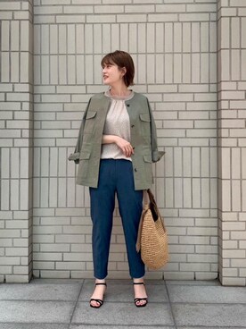 「オシャレ」｜「アイテム（ジャケット/アウター）」を使った、エールデルクールブラン天神地下街店スタッフさん（レディース・161cm）の春コーディネート