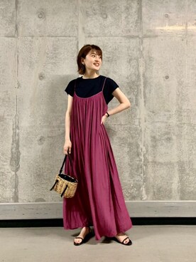 「お呼ばれ」｜「アイテム（Tシャツ/カットソー）」を使った、エールデルクールブラン天神地下街店スタッフさん（レディース・161cm）の夏コーディネート