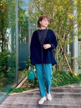 「シャツ 」｜「アイテム（スラックス）」を使った、エールデルクールブラン天神地下街店スタッフさん（レディース・161cm）の秋コーディネート