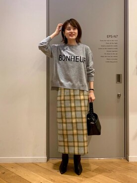 エールデルクールブラン天神地下街店スタッフさん（レディース・161cm）の冬コーディネート