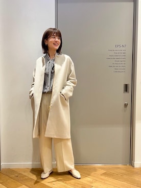 「インテリア」｜「アイテム（ジャケット/アウター）」を使った、エールデルクールブラン天神地下街店スタッフさん（レディース・161cm）の冬コーディネート