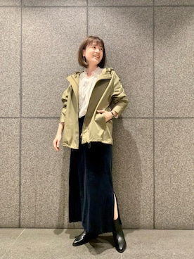 「お呼ばれ」｜「アイテム（ブルゾン）」を使った、エールデルクールブラン天神地下街店スタッフさん（レディース・161cm）の秋コーディネート
