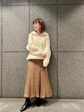「お呼ばれ」｜「アイテム（スカート）」を使った、エールデルクールブラン天神地下街店スタッフさん（レディース・161cm）の秋コーディネート