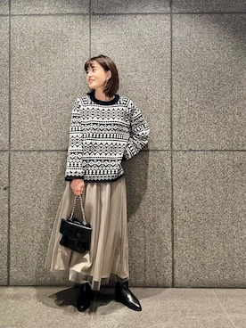 「お呼ばれ」｜「アイテム（ブーツ）」を使った、エールデルクールブラン天神地下街店スタッフさん（レディース・161cm）の秋コーディネート
