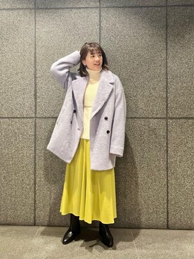 「お呼ばれ」｜「アイテム（その他アウター）」を使った、エールデルクールブラン天神地下街店スタッフさん（レディース・161cm）の秋コーディネート