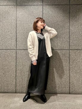 「お呼ばれ」｜「アイテム（ブーツ）」を使った、エールデルクールブラン天神地下街店スタッフさん（レディース・161cm）の秋コーディネート