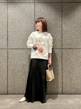 「お呼ばれ」｜「アイテム（スカート）」を使った、エールデルクールブラン天神地下街店スタッフさん（レディース・161cm）の冬コーディネート