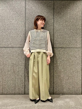 「お呼ばれ」｜「アイテム（パンツ）」を使った、エールデルクールブラン天神地下街店スタッフさん（レディース・161cm）の冬コーディネート