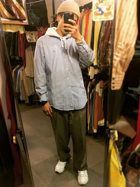 「Ralph Lauren」｜「アイテム（ニットキャップ/ビーニー）」を使った、Kimさん（メンズ・178cm）の冬コーディネート