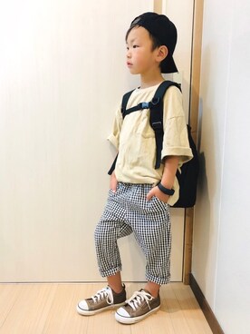 「ZERO standerd（ゼロスタンダード）のアイテム（トップス）」を使った、aaoshanさん（キッズ・104cm）の夏コーディネート