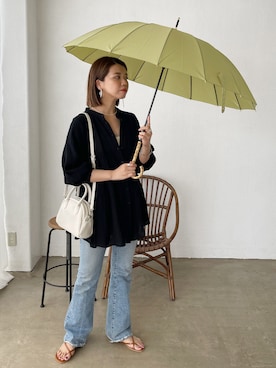 「アイテム（長傘）」を使った、ほしかよさん（レディース・168cm）の夏コーディネート