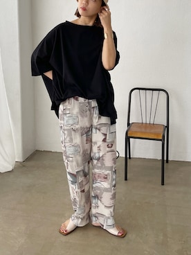 「アイテム（Tシャツ/カットソー、ブラック系）」を使った、ほしかよさん（レディース・168cm）の夏コーディネート