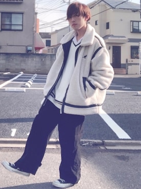 「アイテム（ベスト、ホワイト系）」を使った、梅雨さん（メンズ・158cm）の秋コーディネート