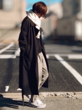 「BEAMS（ビームス）のアイテム（トレンチコート）」を使った、梅雨さん（メンズ・158cm）の冬コーディネート