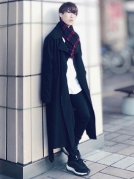 「BEAMS（ビームス）のアイテム（トレンチコート）」を使った、梅雨さん（メンズ・158cm）の冬コーディネート