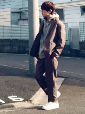 「UNIQLO（ユニクロ）の50色ソックス（消臭機能付き）（ソックス/靴下）」を使った、梅雨さん（メンズ・158cm）の冬コーディネート