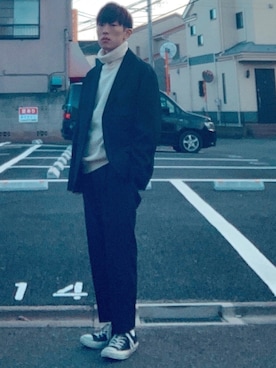 「UNIQLO（ユニクロ）の50色ソックス（消臭機能付き）（ソックス/靴下）」を使った、梅雨さん（メンズ・158cm）の冬コーディネート