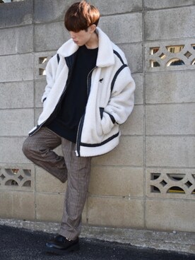 「KANGOL（カンゴール）のアイテム（ブルゾン）」を使った、梅雨さん（メンズ・158cm）の冬コーディネート
