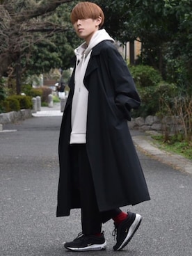 「BEAMS（ビームス）のアイテム（トレンチコート）」を使った、梅雨さん（メンズ・158cm）の春コーディネート