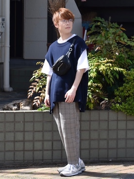 「UNIQLO（ユニクロ）の50色ソックス（消臭機能付き）（ソックス/靴下）」を使った、梅雨さん（メンズ・158cm）の春コーディネート