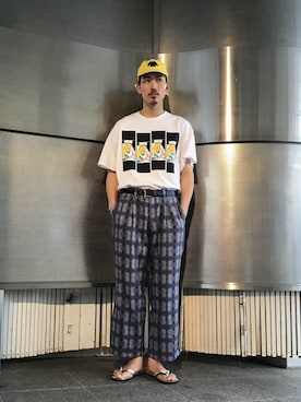 「NEXUSVII（ネクサスセブン）のアイテム（Tシャツ/カットソー、ホワイト系）」を使った、takukatsukawaさん（メンズ）の夏コーディネート