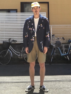 「Engineered Garments（エンジニアードガーメンツ）のアイテム（テーラードジャケット、その他）」を使った、takukatsukawaさん（メンズ）の夏コーディネート