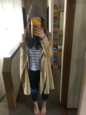 「SPIRALGIRL（スパイラルガール）のアイテム（トレンチコート）」を使った、ぴんさん（レディース・158cm）の春コーディネート