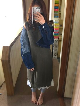 「AS KNOW AS PINKY（アズノゥアズピンキー）のアイテム（デニムジャケット）」を使った、ぴんさん（レディース・158cm）の春コーディネート