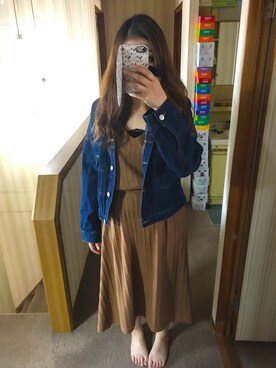 「AS KNOW AS PINKY（アズノゥアズピンキー）のアイテム（デニムジャケット）」を使った、ぴんさん（レディース・158cm）の秋コーディネート