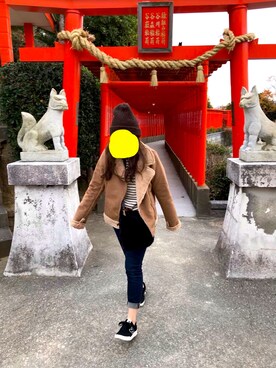 「RAY CASSIN（レイカズン）のアイテム（ムートンコート）」を使った、ぴんさん（レディース・158cm）の冬コーディネート