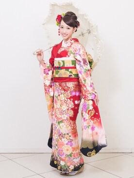 「撮影」｜「アイテム（浴衣）」を使った、miさん（レディース・157cm）の冬コーディネート