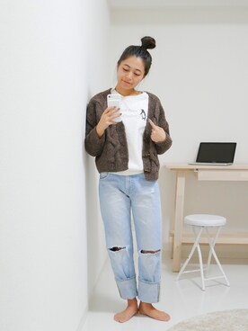 「holiday」｜「アイテム（その他アウター）」を使った、natsumiiiさん（レディース・159cm）の秋コーディネート