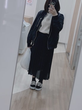 「H&M（エイチ・アンド・エム）のアイテム（MA-1）」を使った、コカリさん（レディース・158cm）の春コーディネート