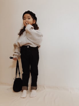 「スエット」｜「アイテム（ハンチング/ベレー帽）」を使った、roo.さん（キッズ・100cm）の春コーディネート