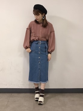 「amelier MAJESTIC LEGON（アメリエルマジェスティックレゴン）のアイテム（ハンチング/ベレー帽）」を使った、マジェスティックレゴンHEPFIVE店スタッフさん（レディース・163cm）の春コーディネート