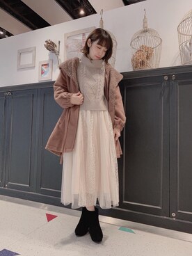 「タートル」｜「アイテム（その他アウター）」を使った、マジェスティックレゴンHEPFIVE店スタッフさん（レディース・155cm）の冬コーディネート