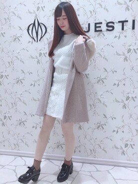「ニットセットアップ」｜「アイテム（その他アウター）」を使った、マジェスティックレゴンHEPFIVE店スタッフさん（レディース・163cm）の冬コーディネート