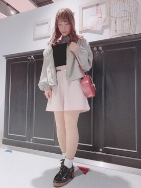 「キュロット」｜「アイテム（ブルゾン）」を使った、マジェスティックレゴンHEPFIVE店スタッフさん（レディース・155cm）の冬コーディネート