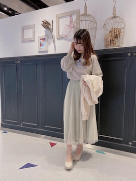 「スエット」｜「アイテム（デニムジャケット）」を使った、マジェスティックレゴンHEPFIVE店スタッフさん（レディース・155cm）の冬コーディネート