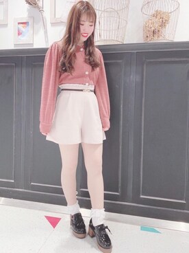 「キュロット」｜「アイテム（その他シューズ）」を使った、マジェスティックレゴンHEPFIVE店スタッフさん（レディース・155cm）の冬コーディネート