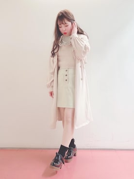 「ウッドヒールレースアップシューズ」｜マジェスティックレゴンHEPFIVE店スタッフさん（レディース・155cm）の冬コーディネート