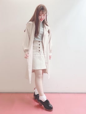 「新作」｜「アイテム（トレンチコート）」を使った、マジェスティックレゴンHEPFIVE店スタッフさん（レディース・155cm）の冬コーディネート