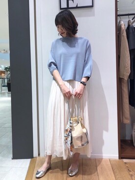「お呼ばれ」｜「アイテム（バレエシューズ）」を使った、マジェスティックレゴンHEPFIVE店スタッフさん（レディース・164cm）の春コーディネート